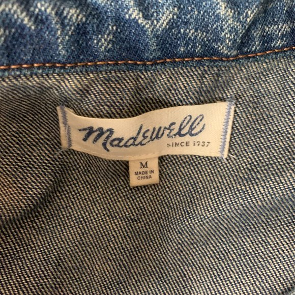 Madewell Distressed Printer Wash Jean Jacket M - Picture 8 of 9